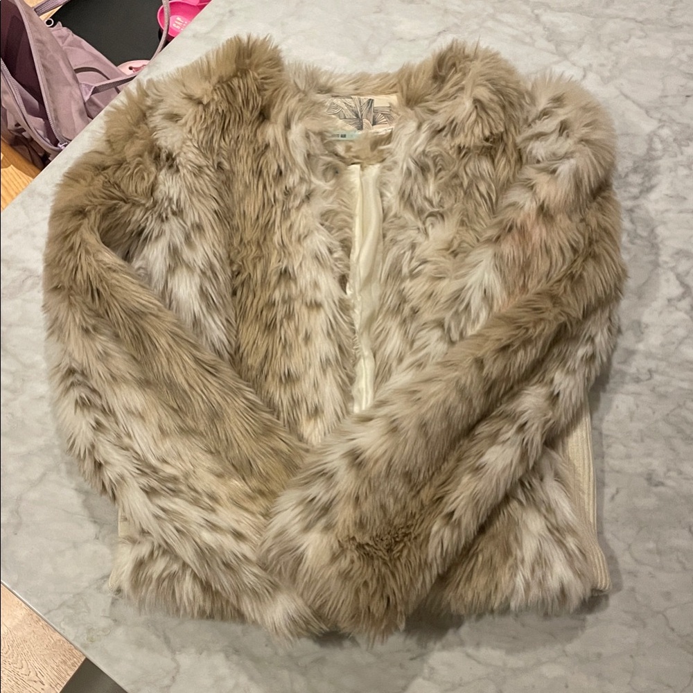 Urban Outfitters Faux Fur Jacket in Beige